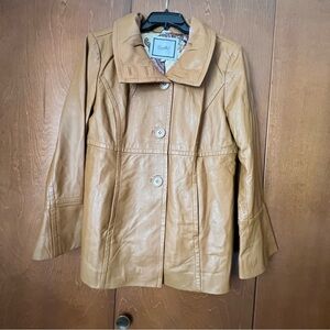 Excelled Leather Jacket NWOT.Soft and Supple,Sz Large,Boho Style Sleeves, Carmel